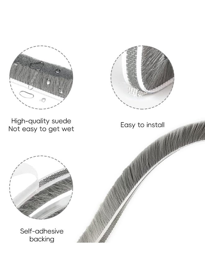 OSHIMA 10M Weather Stripping Door Window Seal Strip, Brush Seal Door Seal Self Adhesive Brush Weather Seal Strip, Draught Excluder for Doors Sealing Strip Brush Weatherstrip 9mm Wide X 9mm Thick - Image 3